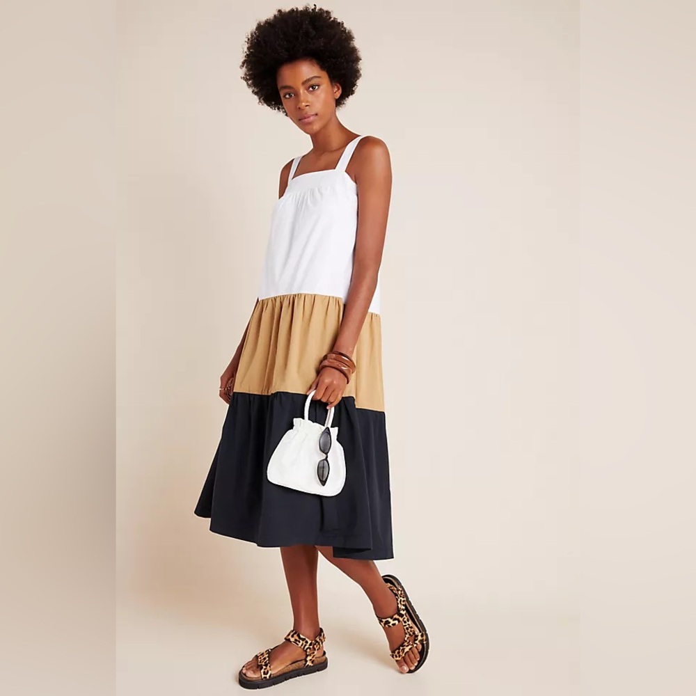 Maeve Anthropologie Ashleigh Colorblock Tiered Dress Size Small
